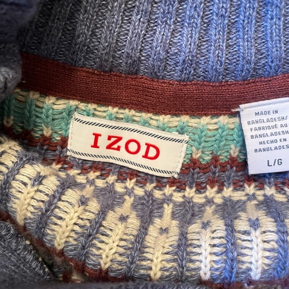 Izod Blue Patterned Men's Sweater - Picture 6 of 8